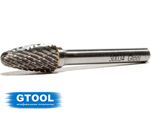 Борфреза GTOOL форма F парабола с закругленной головкой, диаметр головки 10мм