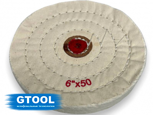 фото Муслиновый полировальный круг GTOOL d152*6мм, 50 слоев, белый, уп-ка 3шт